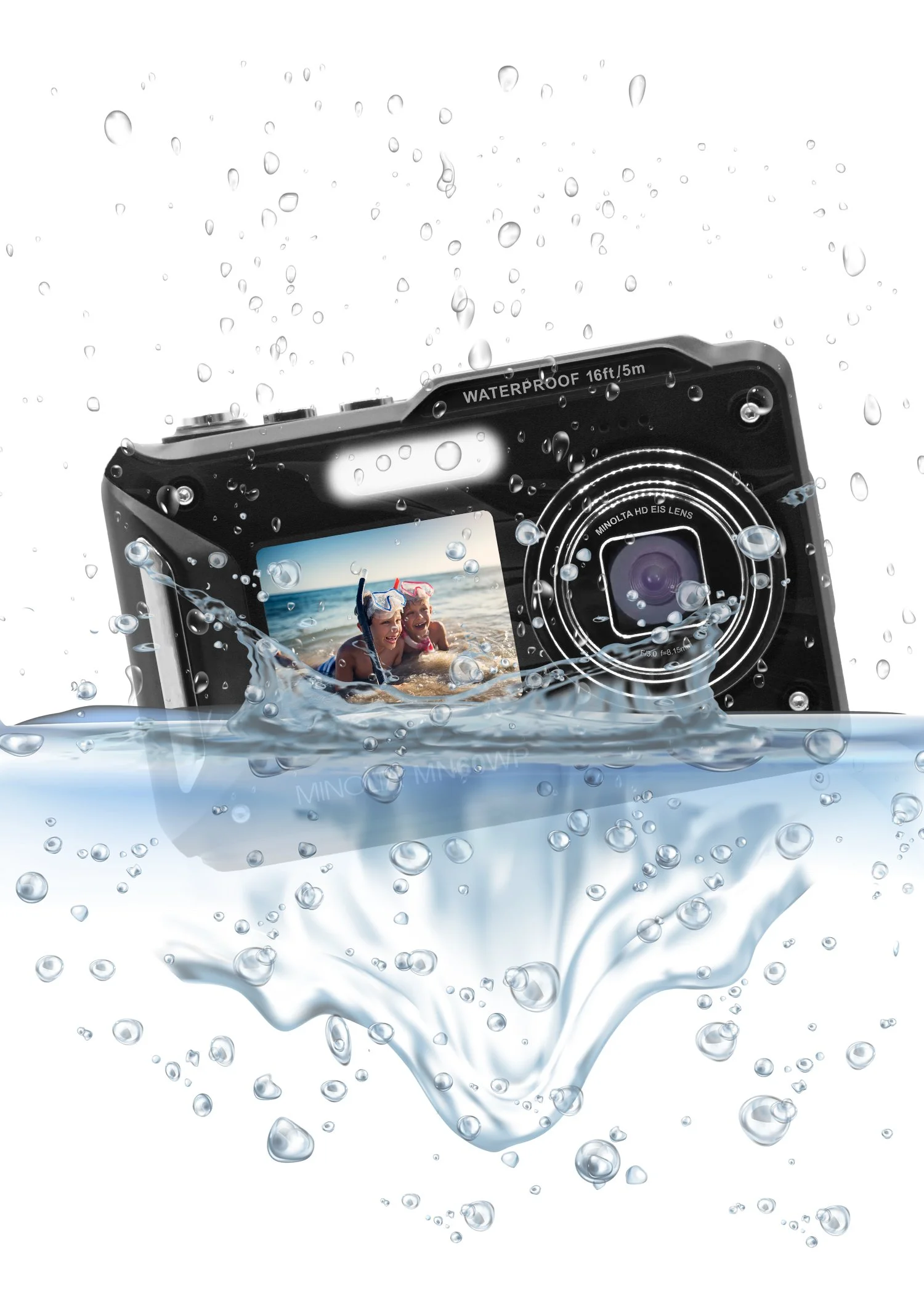 MN60WP 48MP / 4K Ultra HD Dual Screen Waterproof Camera — Minolta